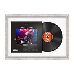 "AK Frames 25X17"" White Rustic Modern Vinyl Record Frame With White Mount For 12 Inch Lp Cover & Disc - Overlapped Design" - thumbnail 1