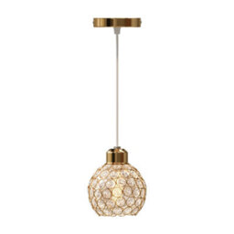 Living And Home Ceiling Chandelier With Gold Wire Frame And Glass Lampshade, Spherical Chandelier E27 - thumbnail 4