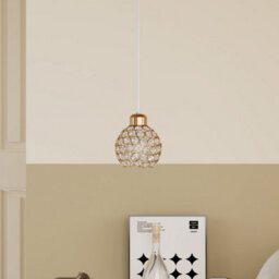Living And Home Ceiling Chandelier With Gold Wire Frame And Glass Lampshade, Spherical Chandelier E27 - thumbnail 3