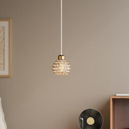 Living And Home Ceiling Chandelier With Gold Wire Frame And Glass Lampshade, Spherical Chandelier E27 - thumbnail 2