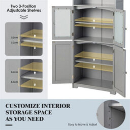 Wood Tall Storage Cabinet 2 Doors Display Organizer Freestanding - thumbnail 6