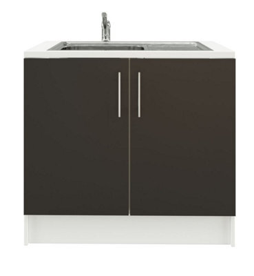 Jd Greta 1000mm Utility Room Sink Unit With Tap, Kitchen Base Cabinet - Dark Grey Matt - image 1