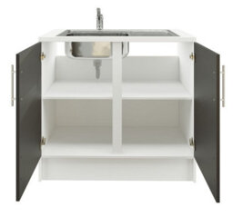 Jd Greta 1000mm Utility Room Sink Unit With Tap, Kitchen Base Cabinet - Dark Grey Matt - thumbnail 2