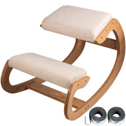 Vevor Ergonomic Kneeling Chair 220 Lbs Load Capacity Kneeling Posture Desk Chair Stool Computer Stool White Oak - thumbnail 1
