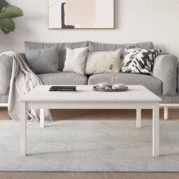 Berkfield Stylish Coffee Table White 100X100X40 Cm Solid Wood Pine - thumbnail 2