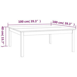Berkfield Stylish Coffee Table White 100X100X40 Cm Solid Wood Pine - thumbnail 7
