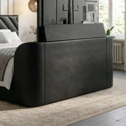 Chicago Black Leather Ottoman Storage Tv Bed Frame - 5Ft King Size - thumbnail 6