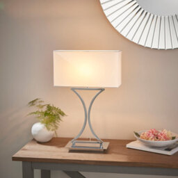 Anson Lighting Virginia Table Light Finished In Chrome Plate And White Fabric - thumbnail 1