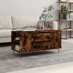 Berkfield Modern Coffee Table Smoked Oak 102X44.5X50 Cm Engineered Wood - thumbnail 2