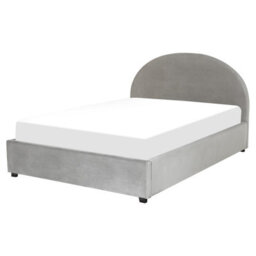 Beliani Ottoman Bed Velvet Vaucluse 160 X 200 Cm (Eu King Size) Light Grey - thumbnail 5