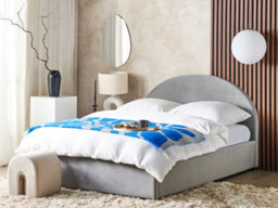 Beliani Ottoman Bed Velvet Vaucluse 160 X 200 Cm (Eu King Size) Light Grey - thumbnail 2