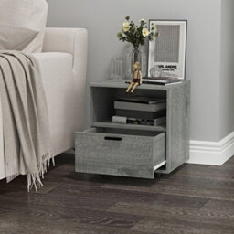 Urbn-Living Urbnliving Height 43Cm 1 Drawer Wooden Bedside Table Ash Grey Set Colour Cabinet Bedroom Furniture Storage Nightstand - thumbnail 2