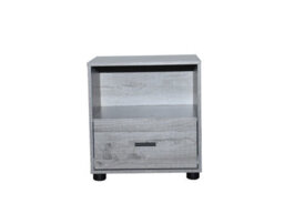 Urbn-Living Urbnliving Height 43Cm 1 Drawer Wooden Bedside Table Ash Grey Set Colour Cabinet Bedroom Furniture Storage Nightstand - thumbnail 4