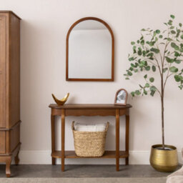 Melody Maison Dark Wood Framed Arched Wall Mirror - 60Cm X 80Cm - Ashwell Range - thumbnail 7
