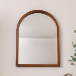 Melody Maison Dark Wood Framed Arched Wall Mirror - 60Cm X 80Cm - Ashwell Range - thumbnail 4