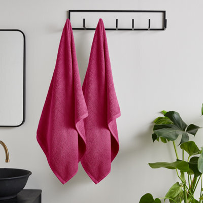Catherine Lansfield Quick Dry Cotton 90X140 Cm Bath Sheet Pair Hot Pink - image 1