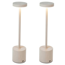 Urbn-Living Urbnliving Cordless Rechargeable Led Touch Table Lamp Dimmable Usb Night Light - Cream Set Of 2