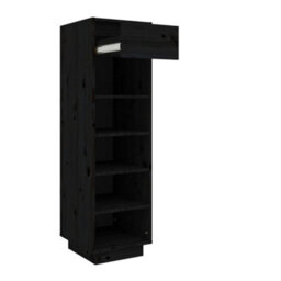 Berkfield Shoe Cabinet Black 34X30X105 Cm Solid Wood Pine - thumbnail 5