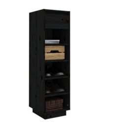 Berkfield Shoe Cabinet Black 34X30X105 Cm Solid Wood Pine - thumbnail 7