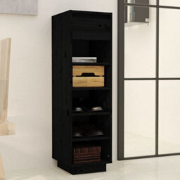 Berkfield Shoe Cabinet Black 34X30X105 Cm Solid Wood Pine - thumbnail 8