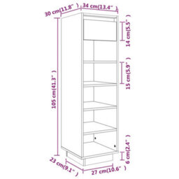 Berkfield Shoe Cabinet Black 34X30X105 Cm Solid Wood Pine - thumbnail 9