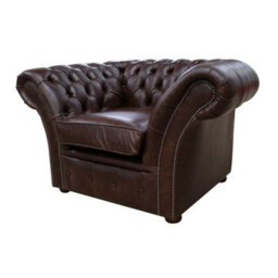 Chesterfield Club Chair New England Dark Brown Leather In Balmoral Style - thumbnail 5