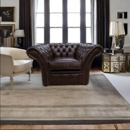 Chesterfield Club Chair New England Dark Brown Leather In Balmoral Style - thumbnail 4
