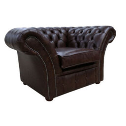 Chesterfield Club Chair New England Dark Brown Leather In Balmoral Style - thumbnail 3