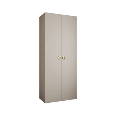 Arte Elegant Cashmere Como I Hinged Door Wardrobe H2460mm W1000mm D500mm, Eight Shelves, Hanging Rail, Gold Handles - image 1