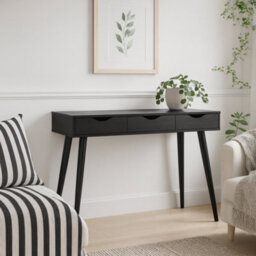 Wyld Haus Dresden Black Wooden Office Desk With 3 Drawers - thumbnail 1