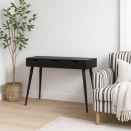 Wyld Haus Dresden Black Wooden Office Desk With 3 Drawers - thumbnail 2