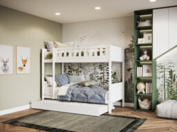 Flair Bea Wooden Bunk Bed With Trundle White - thumbnail 1
