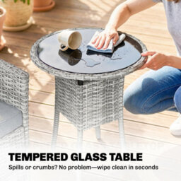 Outsunny Rattan Bistro Set, Reclining Garden Chairs And Table, Light Grey - thumbnail 8