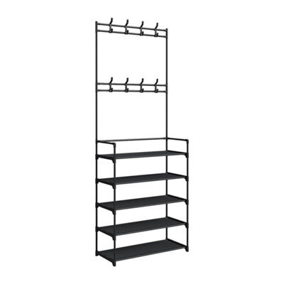 5 Shelves Coat Stand Coat Hat Jacket Floor Standing Clothes Rack - image 1
