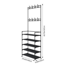 5 Shelves Coat Stand Coat Hat Jacket Floor Standing Clothes Rack - thumbnail 2