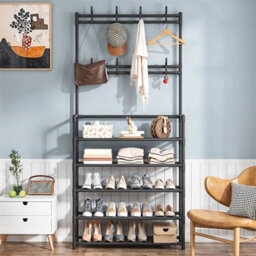 5 Shelves Coat Stand Coat Hat Jacket Floor Standing Clothes Rack - thumbnail 6