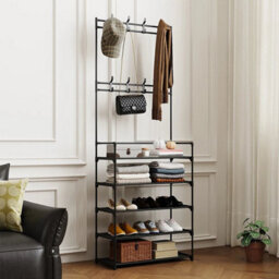5 Shelves Coat Stand Coat Hat Jacket Floor Standing Clothes Rack - thumbnail 4