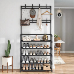 5 Shelves Coat Stand Coat Hat Jacket Floor Standing Clothes Rack - thumbnail 5