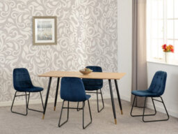 Seconique Hamilton Dining Set With 4 Lukas Chairs Medium Oak Effect Blue Velvet Chairs - thumbnail 2