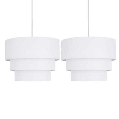 First Choice Lighting Pair Of White 3 Tier Ceiling Light Shades - image 1