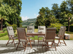 Beliani Garden Dining Set 6 Seater Amantea With Cushions Acacia Wood Taupe - thumbnail 2