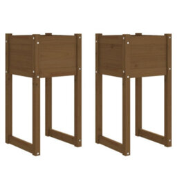 Berkfield Planters 2 Pcs Honey Brown 40X40X81 Cm Solid Wood Pine - thumbnail 2