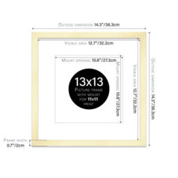 "13X13"" Gold Picture Frame - 13X13"" Square Frame With 11X11"" Mount For 13X13""/11X11"" Pictures Art Deco Style Room Decor, 1 Pack" - thumbnail 2