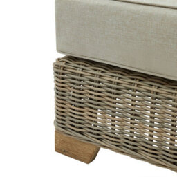 Wyld Haus Sorrento Outdoor Cream Rattan Wicker Footstool With Padded Cushion - thumbnail 6