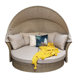 Signature Weave Lily Wicker Garden Day Bed Sun Lounger Chair Sofa Canopy Natural