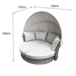 Signature Weave Lily Wicker Garden Day Bed Sun Lounger Chair Sofa Canopy Natural - thumbnail 5
