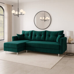 Zako L Corner Sofa Bed With Storage Reversible Left Right Chaise Compact Pull Out Guest Bed Turquoise - thumbnail 3