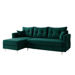Zako L Corner Sofa Bed With Storage Reversible Left Right Chaise Compact Pull Out Guest Bed Turquoise - thumbnail 2