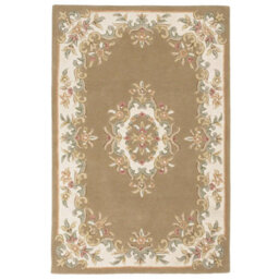 Beige Traditional Rug, Bordered Floral Rug, 20mm Thick Wool Rug, Beige Rug For Bedroom, & Dining Room-200Cm X 285Cm