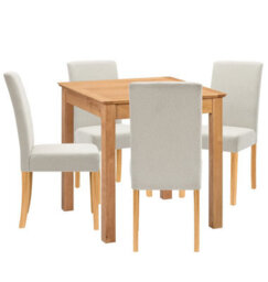 Hallowood Furniture Hereford Small Dining Table With 4 Straight Back Oak Chairs (Beige Seat) - thumbnail 8